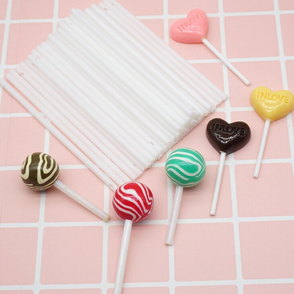 100-200 Food-Grade Plastic Lollipop Sticks for Cake Pops Chocolates 10cm