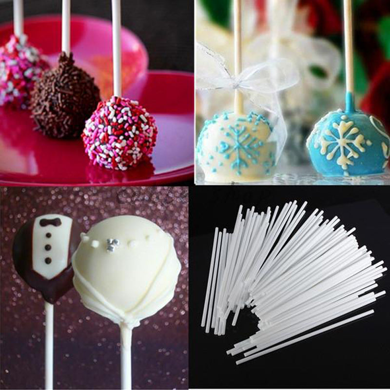 100-200 Food-Grade Plastic Lollipop Sticks for Cake Pops Chocolates 10cm