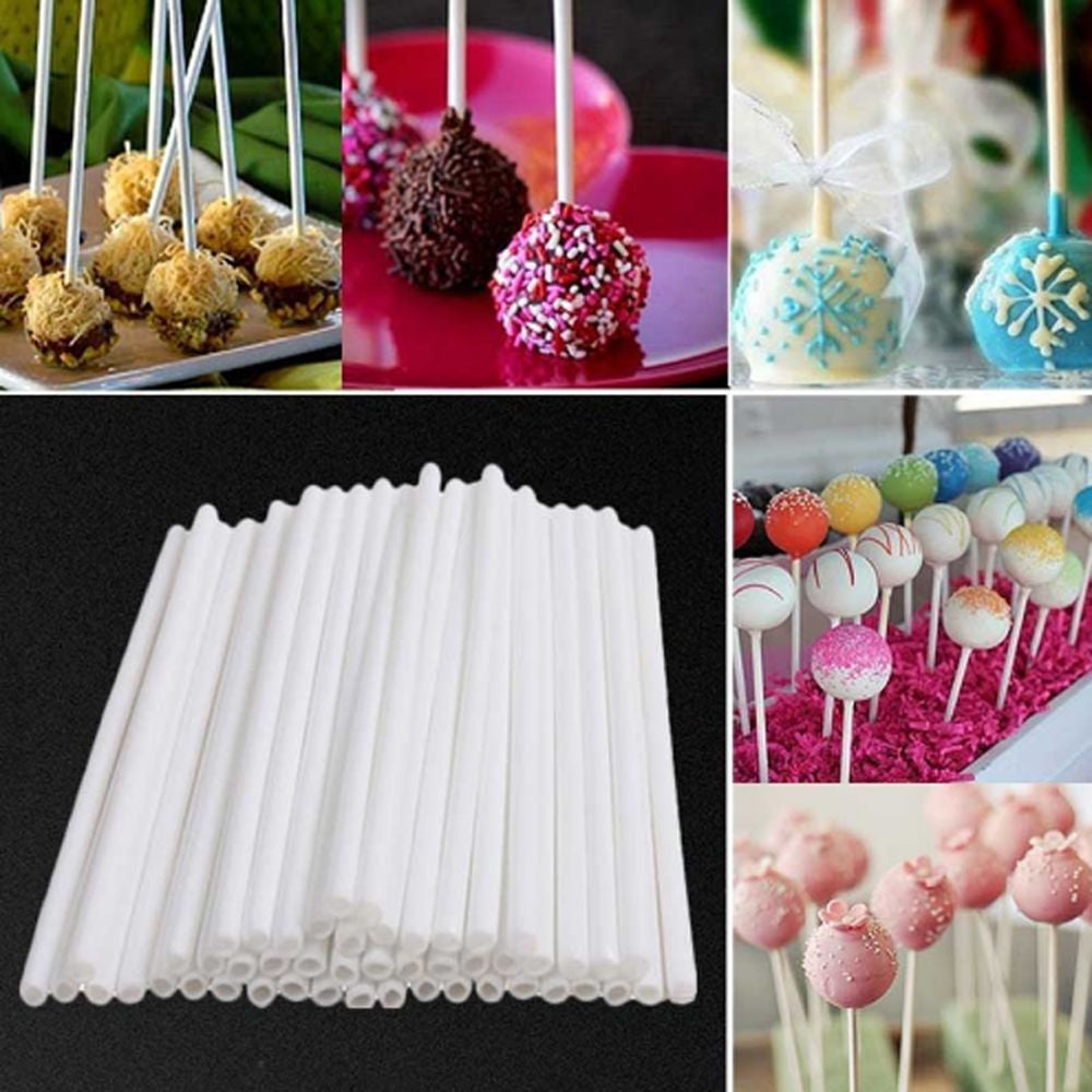 100-200 Food-Grade Plastic Lollipop Sticks for Cake Pops Chocolates 10cm