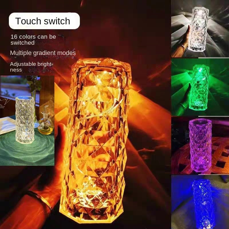 Crystal Desk Lamp with 16 Color Options for Bedroom, Holiday Decor or Gift