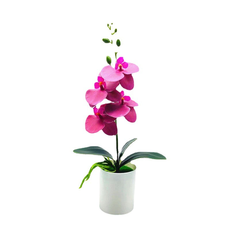 Artificial Flowers Real Touch Phalaenopsis Orchids in Vase for Home Office Decor