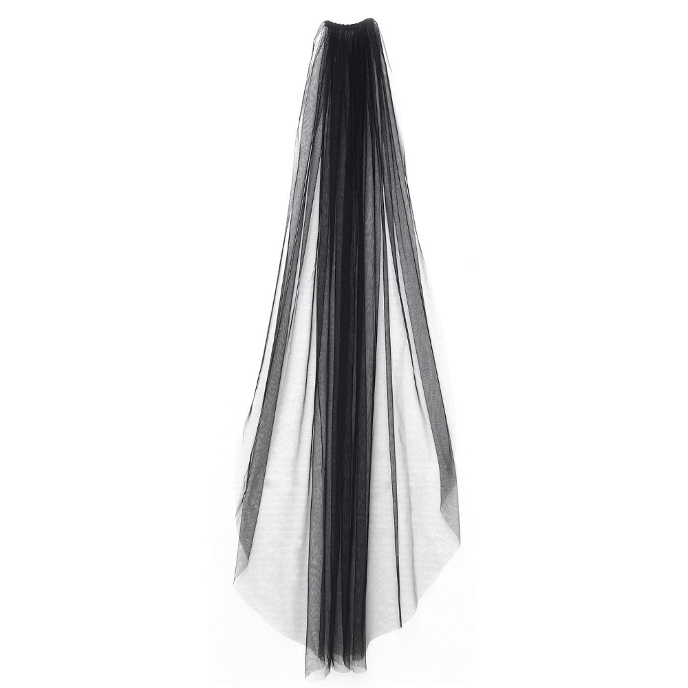 White Black Tulle Bridal Veil with Comb Single Tier for Weddings