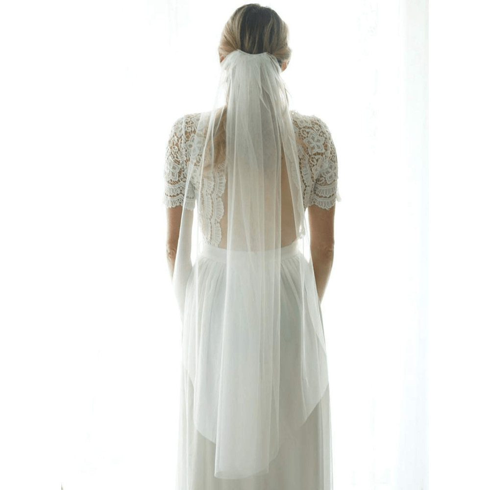 White Black Tulle Bridal Veil with Comb Single Tier for Weddings