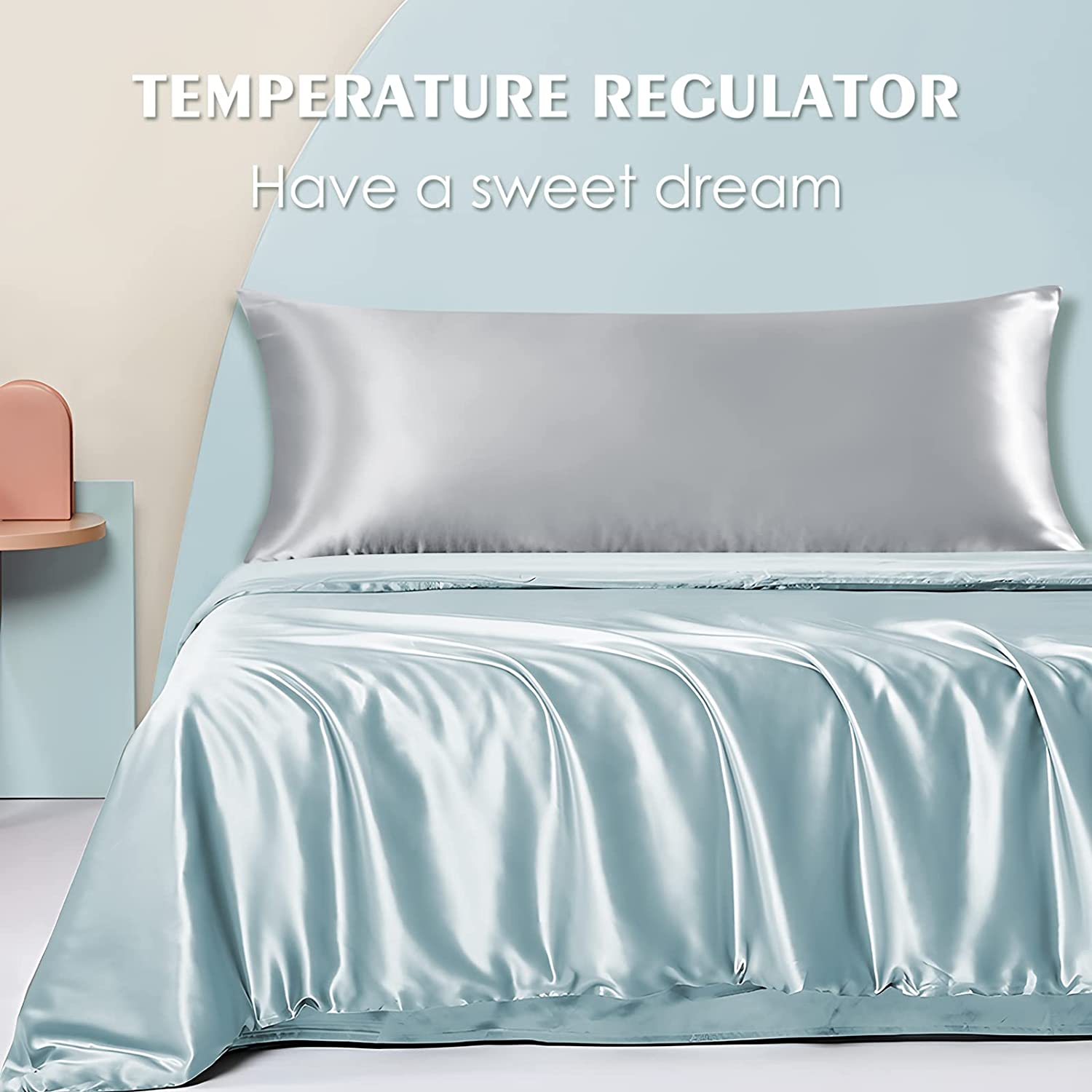 Black Long Body Pillowcase for Hair and Skin Protection Luxurious Material