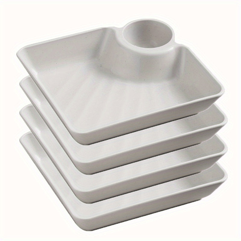 4-Piece Plastic Serving Platter Set Food-Safe Snack and Appetizer Trays