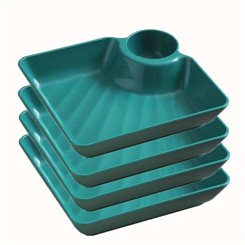 4-Piece Plastic Serving Platter Set Food-Safe Snack and Appetizer Trays