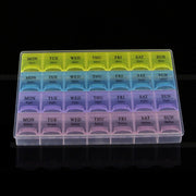 Colorful 4-Week Pill Organizer Compact 28-Compartment Medicine Box
