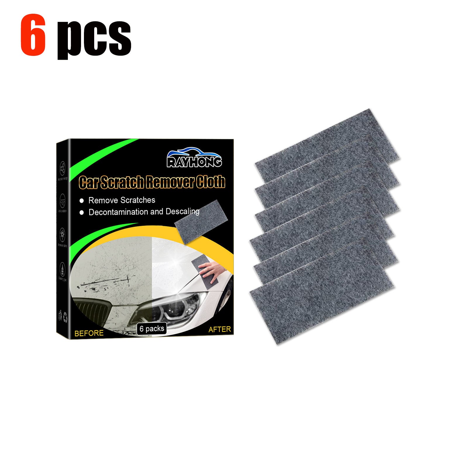 6 Packs Nano Magic Cloth for Car Paint Scratch Repair - Portable, Easy to Use