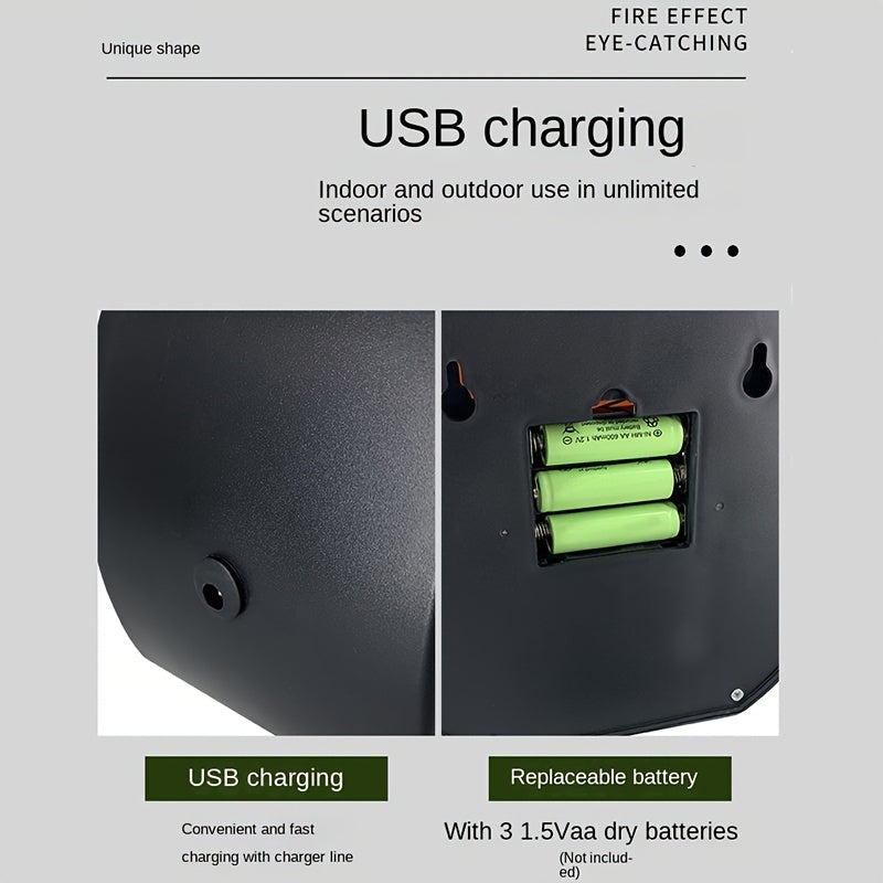 Smart Touch Switch Flame Fireplace Wind Light Realistic Charcoal Home Decor Ornament