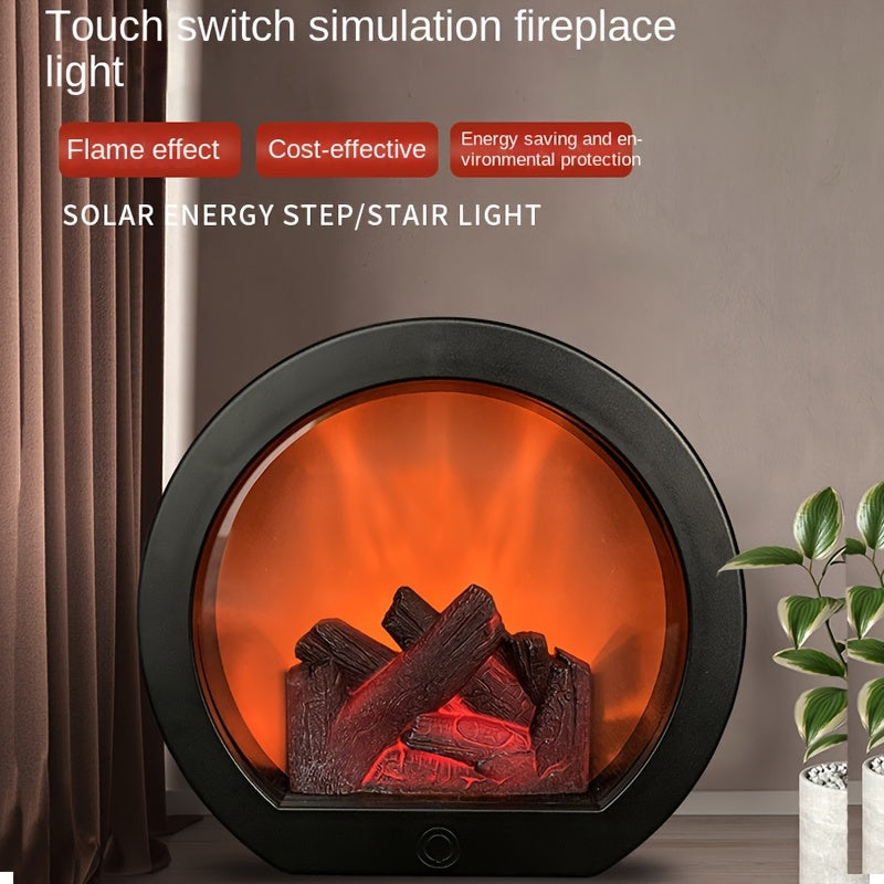 Smart Touch Switch Flame Fireplace Wind Light Realistic Charcoal Home Decor Ornament