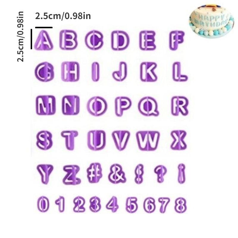 Set of 40 Plastic Alphabet Cookie Cutters for Baking and Cake Decorating