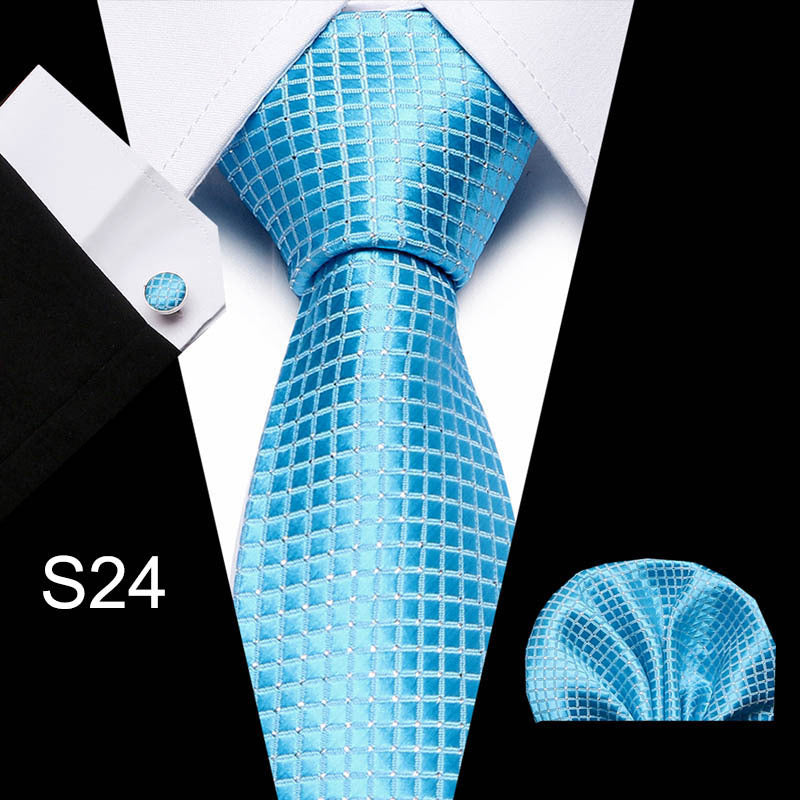 Men's Tie Set with Cufflinks and Square Scarf for Business Formal Wear