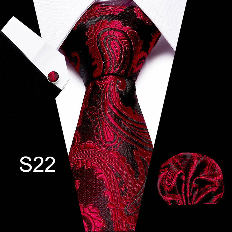 Men's Tie Set with Cufflinks and Square Scarf for Business Formal Wear