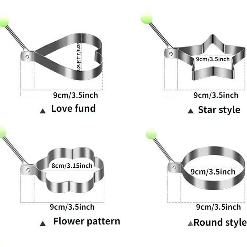 Egg Mold and Ring Set for Fried Eggs, Kawaii Stainless Steel, Bread Mold Kitchen Accessories