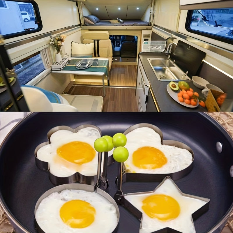 Egg Ring Mold Set Stainless Steel 1/4pc Kitchen Cooking Breads Mold