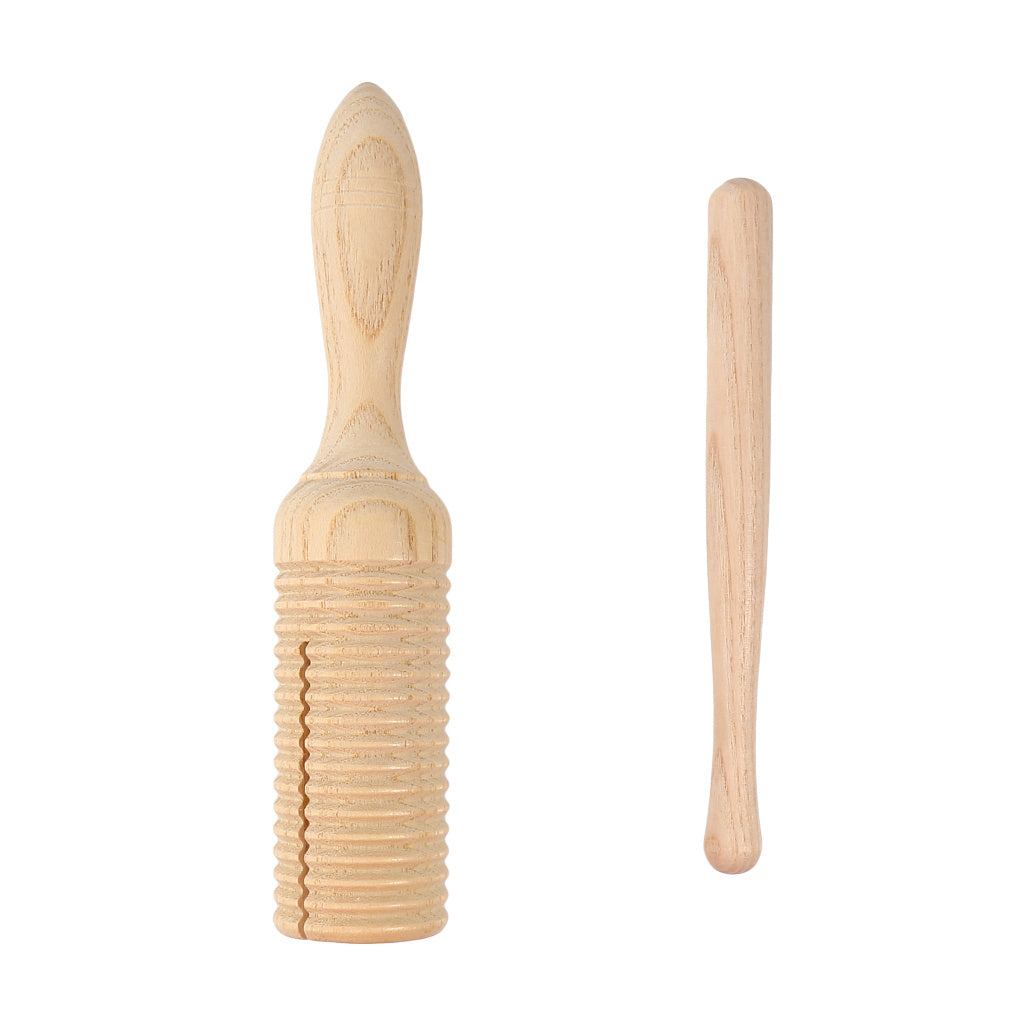 Tubo de sonido de madera con diseño de barril de rana croadora, juguete musical educativo para niños de 14+