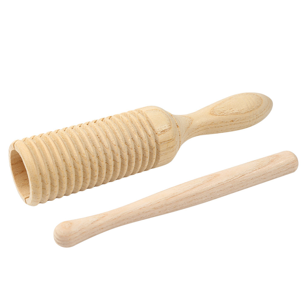 Tubo de sonido de madera con diseño de barril de rana croadora, juguete musical educativo para niños de 14+