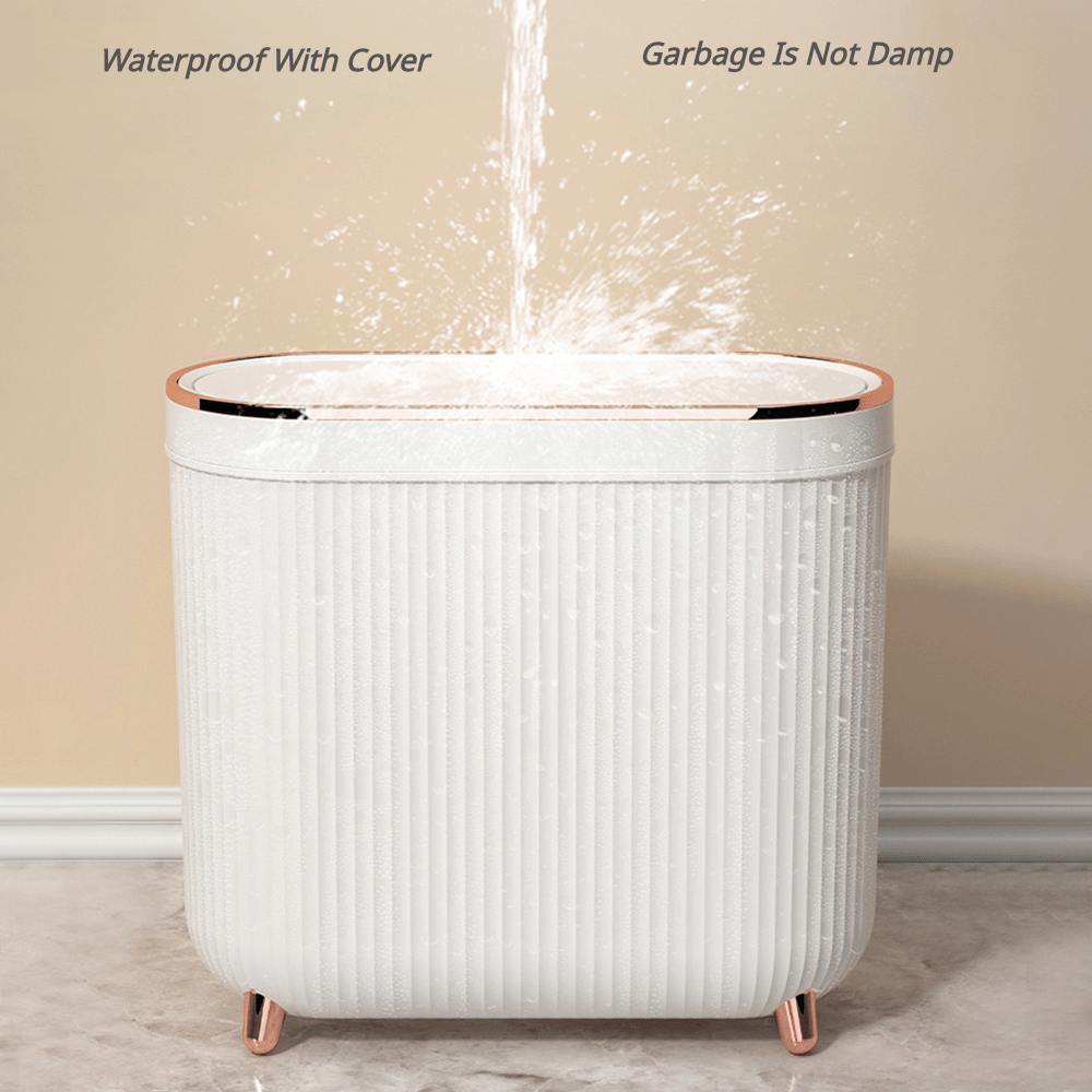 Cubo de basura de tipo prensa con pedal de pie 12L cubo de basura impermeable para baño con tapa