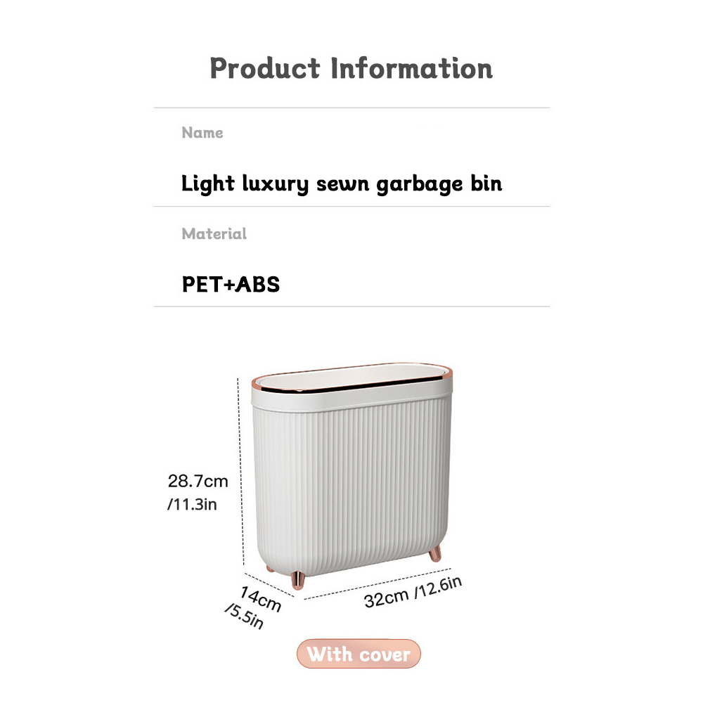 Cubo de basura de tipo prensa con pedal de pie 12L cubo de basura impermeable para baño con tapa