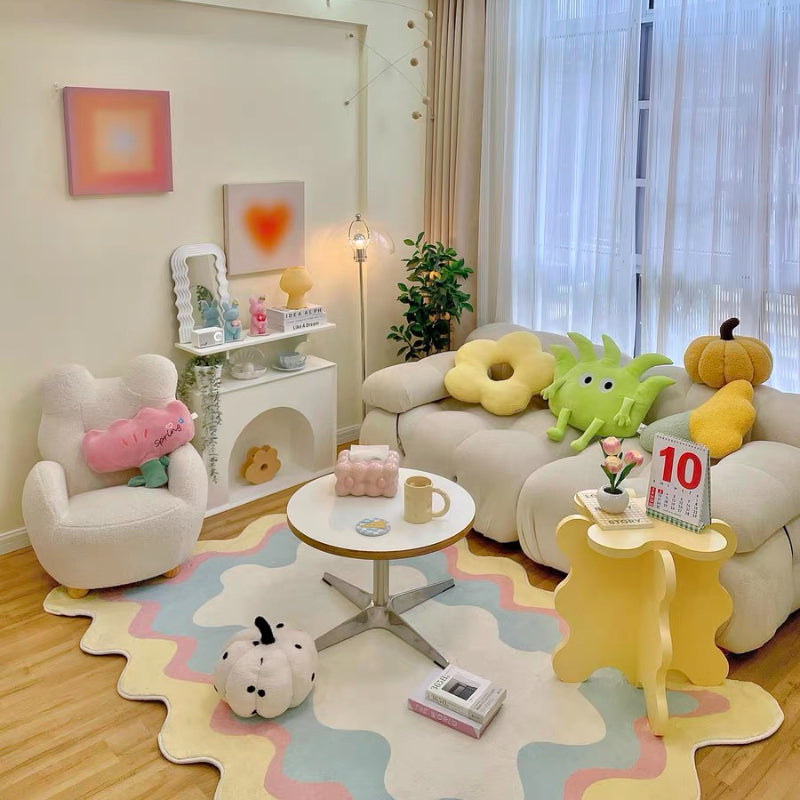 Soft Irregular Minimalist Carpet Washable Plush Rug for Living Room and Bedroom