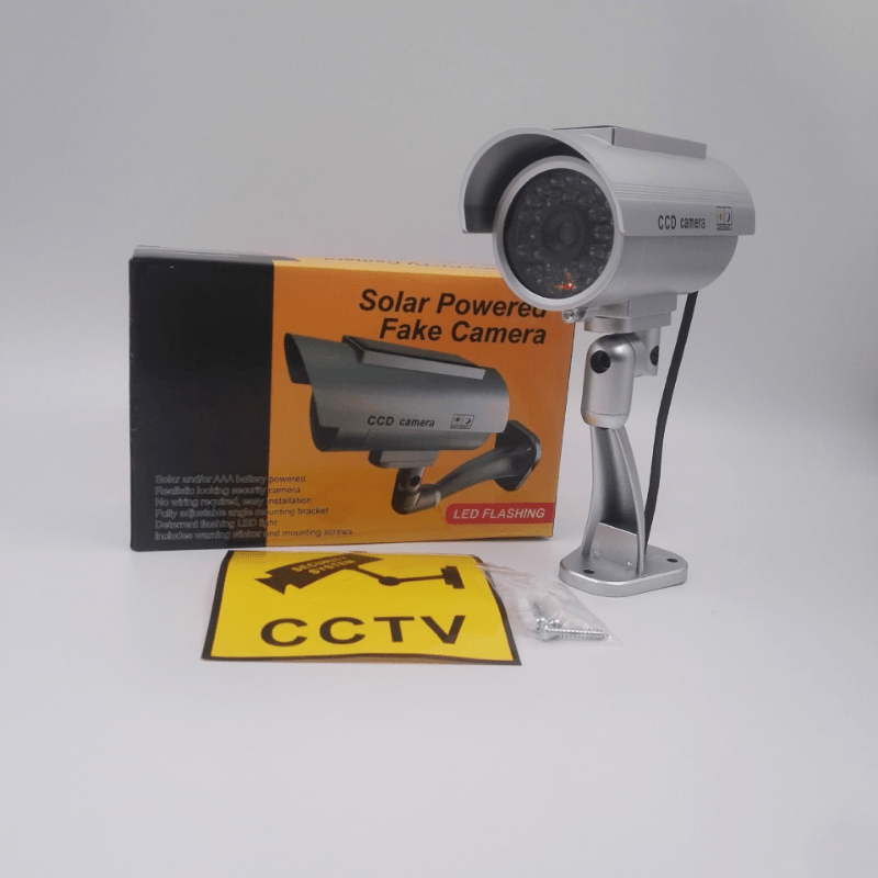 Fake Security Camera with Flashing LED Light, Adjustable Mount for Indoor Outdoor Surveillance