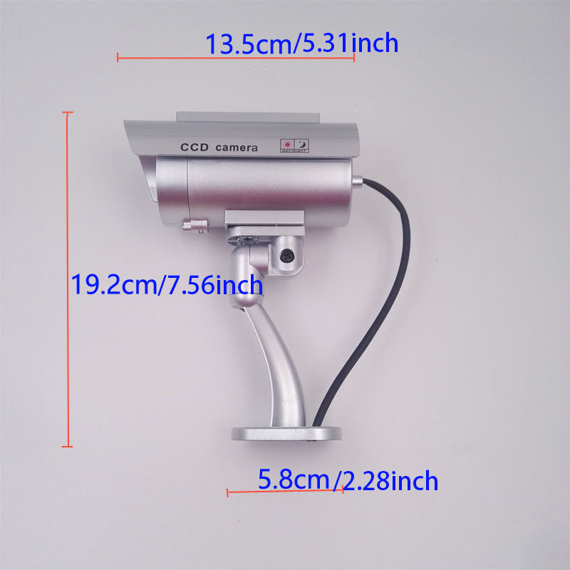 Cámara de seguridad falsa con luz LED intermitente, soporte ajustable para vigilancia en interiores y exteriores