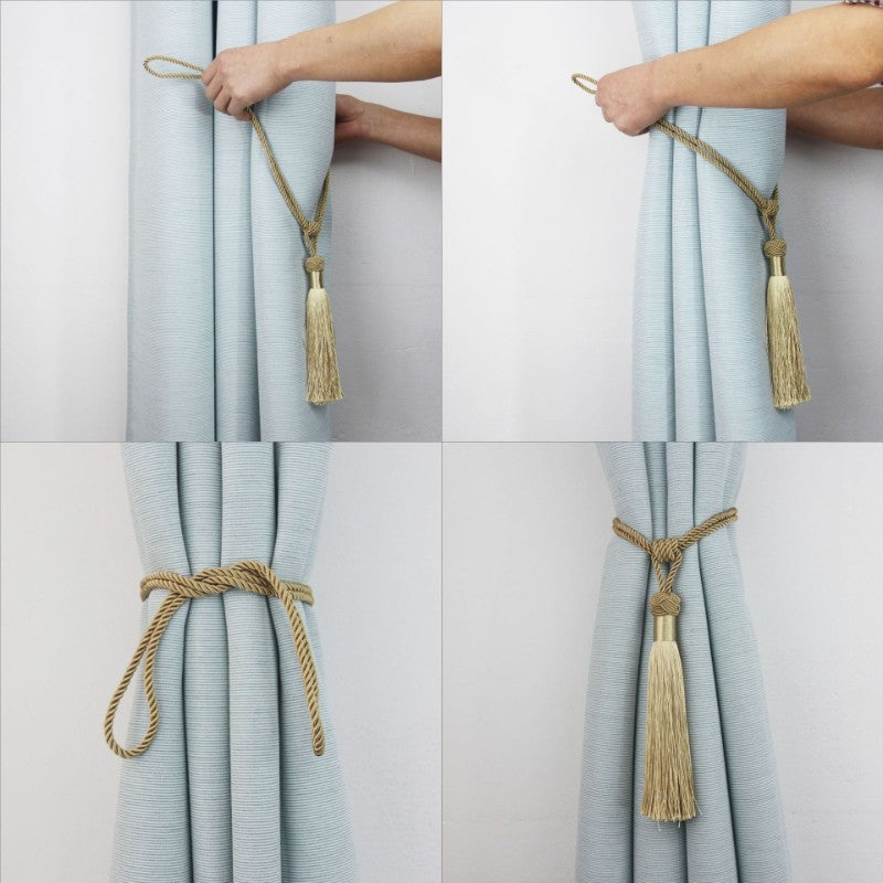 Minimalist zamonaviy parda bog'ich, teshik ochmasdan oson o'rnatilishi mumkin bo'lgan bitta qismdan iborat. Yotoqxona, yashash xonasi yoki har qanday uy bezak muhitida pardalarni bog'lash uchun zamonaviy va funksional aksessuar.