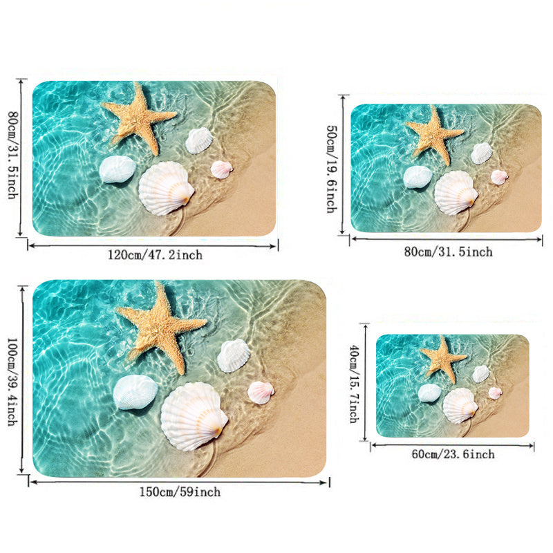 Yorug' 3D Chop etilmaydigan Vanna mato, gubka, ko'pik, flanel, dengiz qobig'i, plyaj dekoratsiyasi
