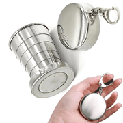 Stainless Steel Folding Cup with Keychain Portable Travel Camping Drinkware 75ml 150ml 250ml