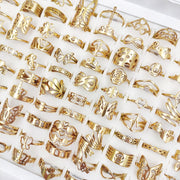 Set of 20 Stainless Steel Rings for Men Women Hollow Heart Butterfly Flower Geometric Gold Silver