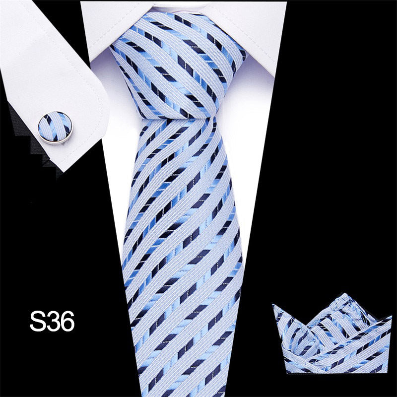 Men's Formal Accessories Set Tie Cufflinks Square Scarf Wedding Gift