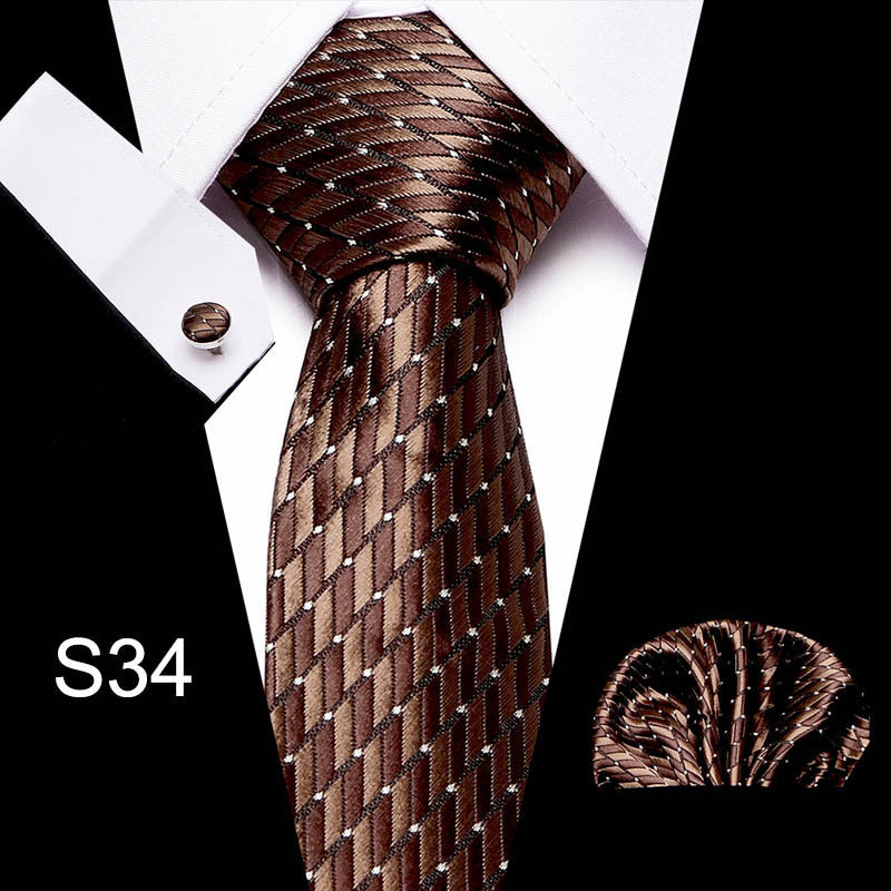 Men's Formal Accessories Set Tie Cufflinks Square Scarf Wedding Gift
