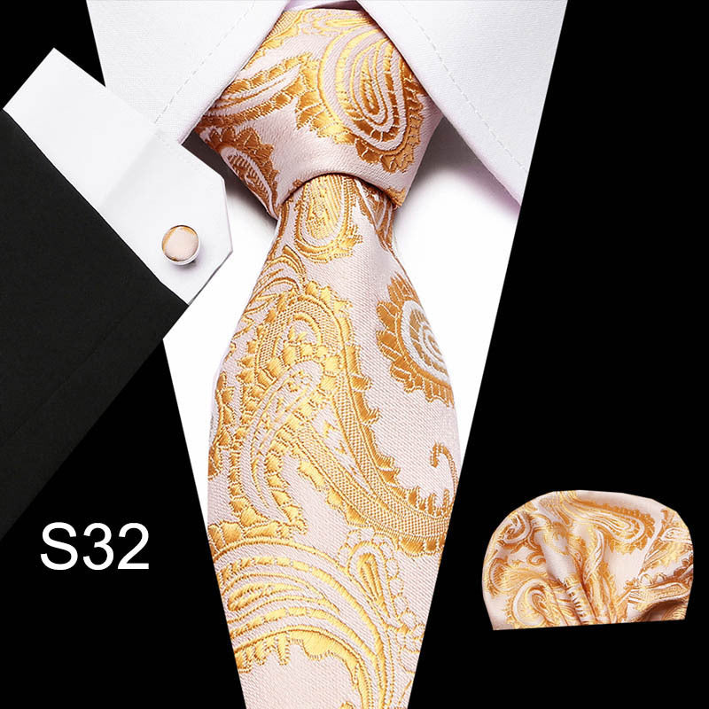 Men's Formal Accessories Set Tie Cufflinks Square Scarf Wedding Gift