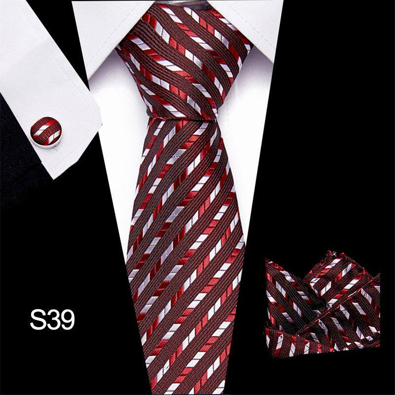 Men's Formal Accessories Set Tie Cufflinks Square Scarf Wedding Gift