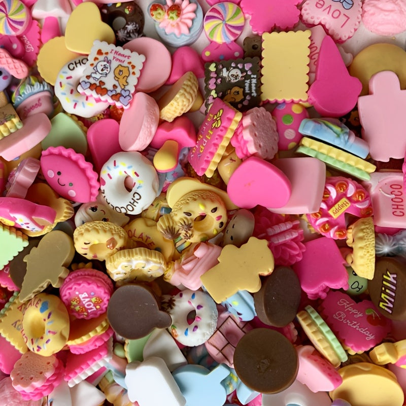 Rang-barang resin shirinlik charms to'plami, 20, 50 yoki 100 ta, DIY soch uchlari, telefon qoplamalari, gelinlik san'ati uchun