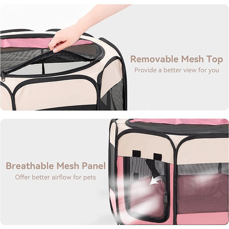 1 dona Egiluvchan sakkizburchakli uy hayvonlari to'sig'i - kuchuklar va kichik itlar uchun qulay va keng o'yin maydoni.