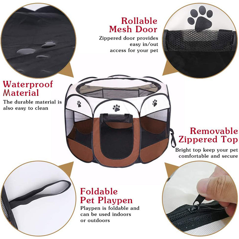 1 dona Egiluvchan sakkizburchakli uy hayvonlari to'sig'i - kuchuklar va kichik itlar uchun qulay va keng o'yin maydoni.