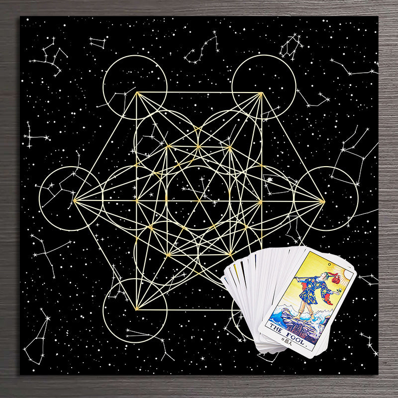 Zodiac Tarot Tapestry Black Tablecloth Boho Witchcraft Decor for Home and Party