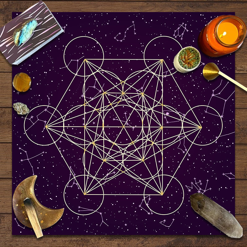 Zodiac Tarot Tapestry Black Tablecloth Boho Witchcraft Decor for Home and Party