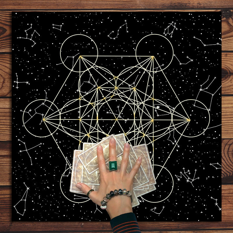 1 dona Tarot Tapestry Zodiac Tarot Stol qoplamasi, Qora sharf Altar mato, Tarot to'plami Boho sehrgarlik bezak plakat, Partiya ta'minoti, Uy/Dorm/Xona bezak.