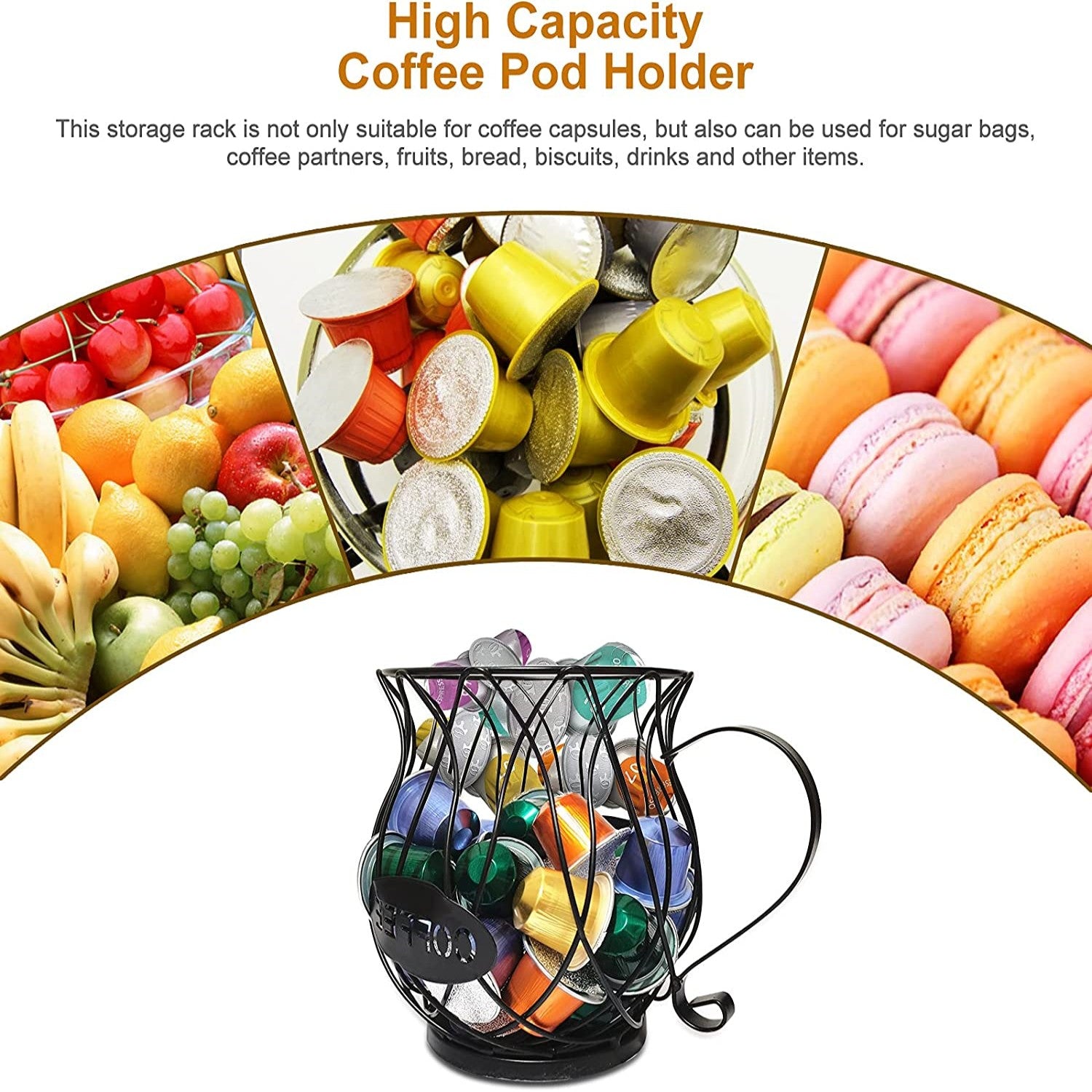 Coffee Pods Organizer Holder Black Large Capacity Capsule Storage Rack