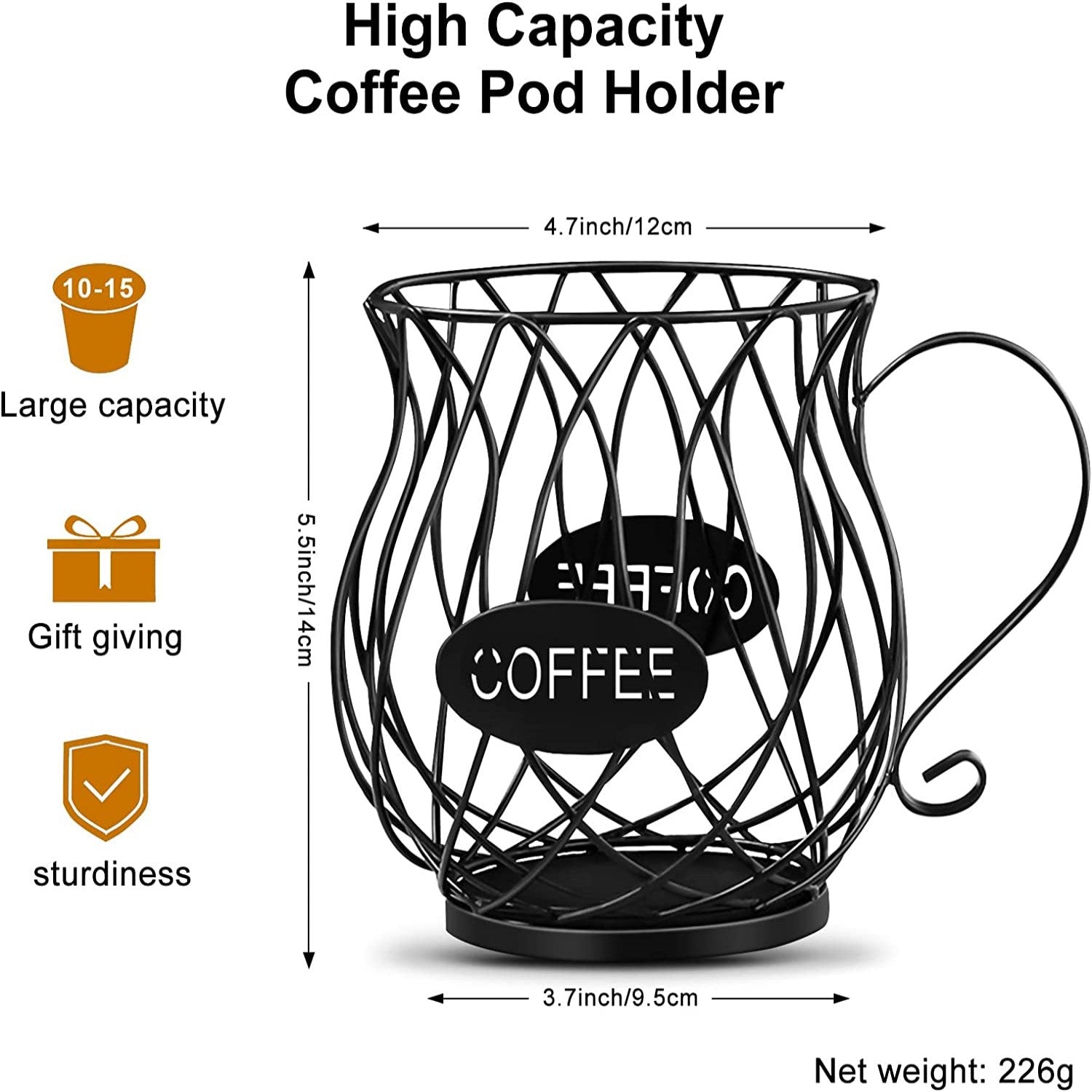 Coffee Pods Organizer Holder Black Large Capacity Capsule Storage Rack