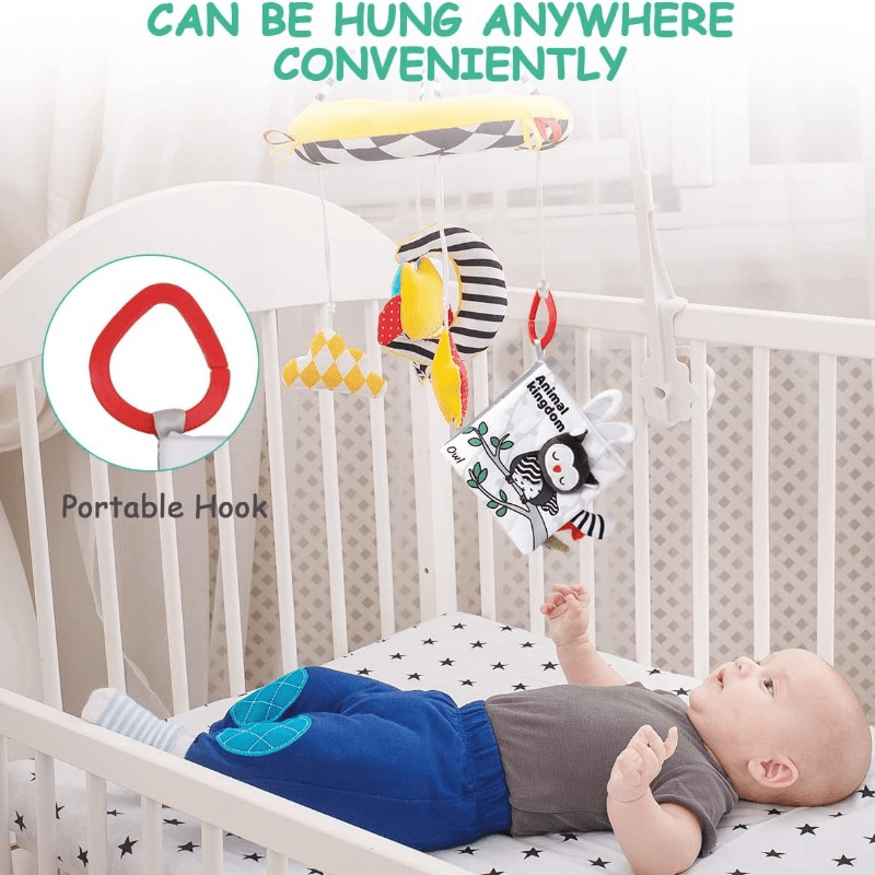 Мягкая книжка для малышей 0+ с 3D-хвостами животных, сенсорное тактильное образовательное пособие, серо-белая