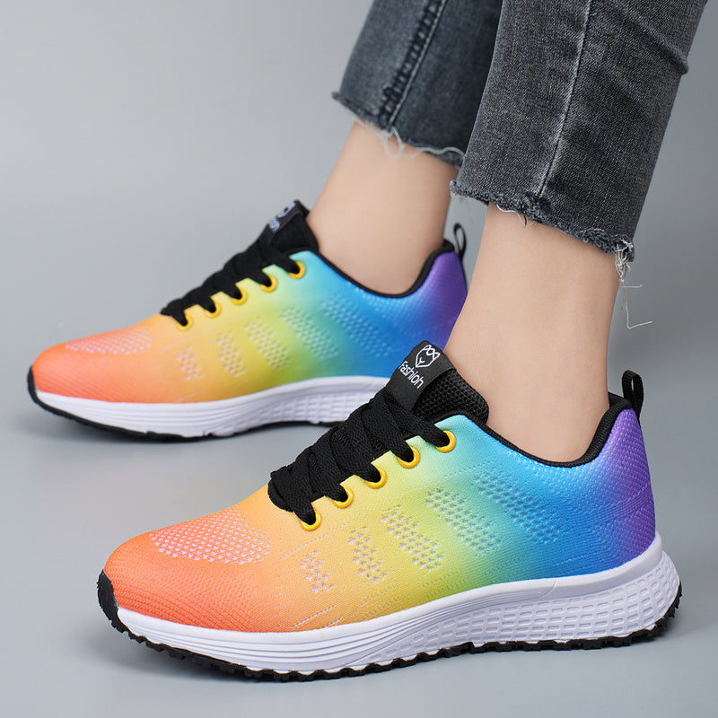 Women’s Gradient Mesh Sneakers Breathable Lace-Up Running Shoes