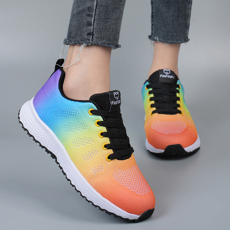 Women’s Gradient Mesh Sneakers Breathable Lace-Up Running Shoes