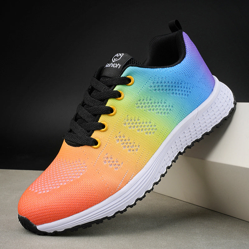 Women’s Gradient Mesh Sneakers Breathable Lace-Up Running Shoes