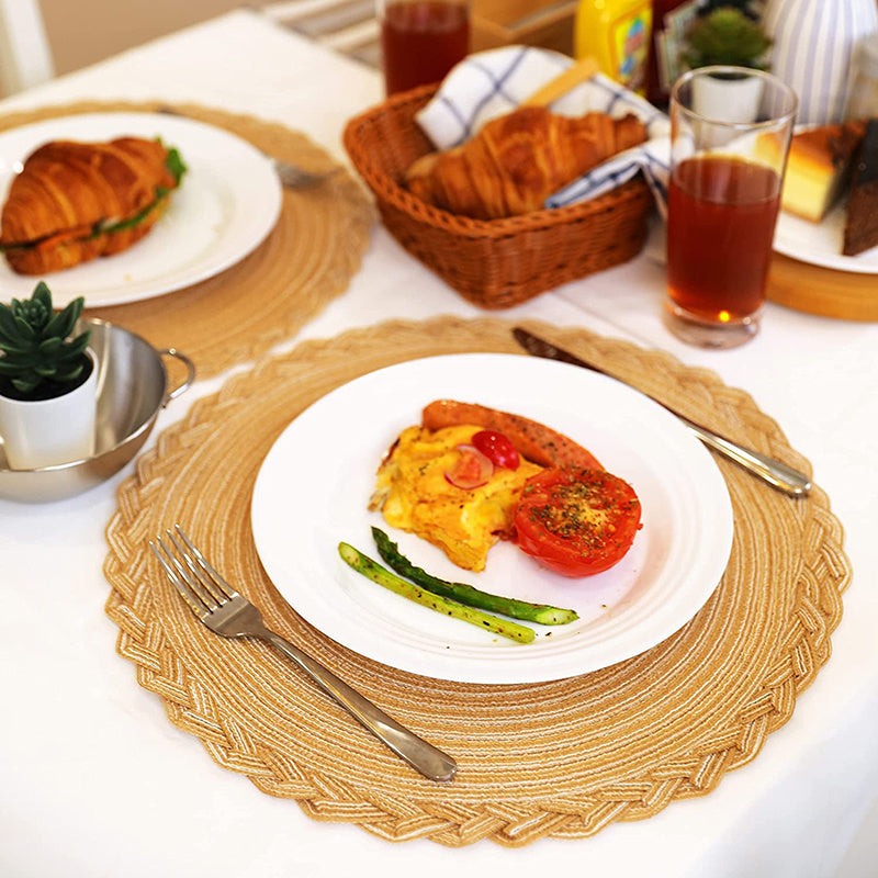 Round Woven Lace Placemats Set of 6 38.1 cm Kitchen Table Decor