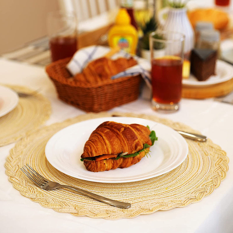 Round Woven Lace Placemats Set of 6 38.1 cm Kitchen Table Decor