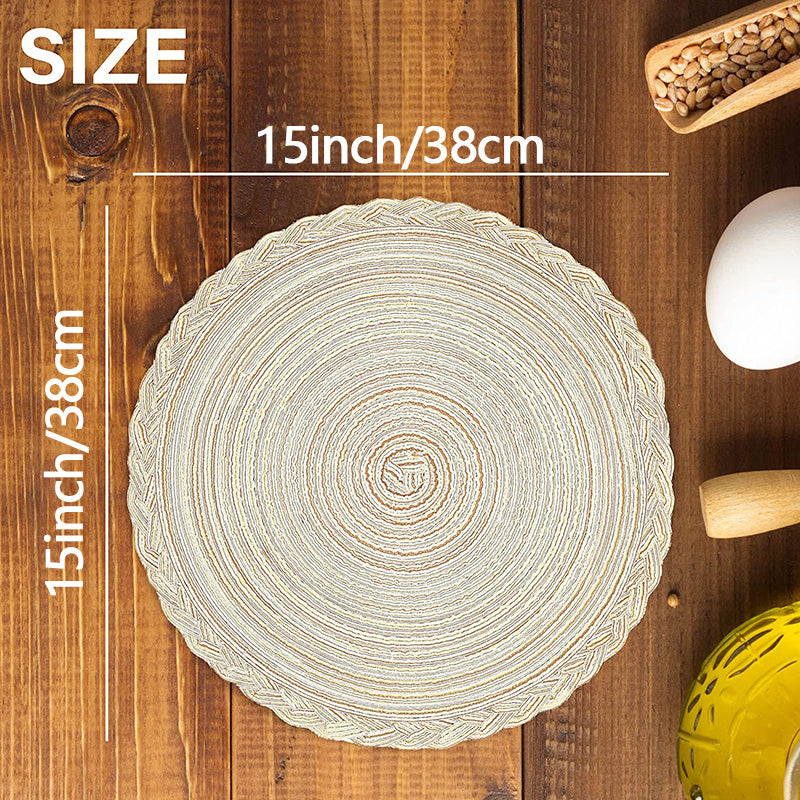 Round Woven Lace Placemats Set of 6 38.1 cm Kitchen Table Decor