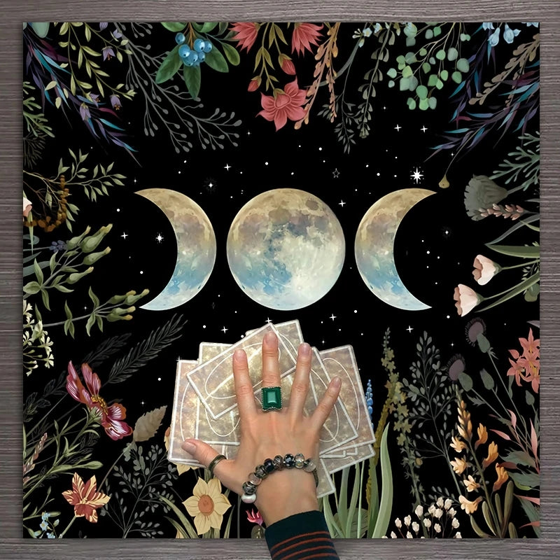 Покрывало для Таро Moon Garden с дизайнами Астрологии и Тройной Луны для гадания и колдовства